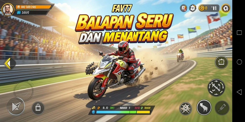 Gameplay <strong>FAV77</strong> yang menantang dengan mobil balap beraksi di lintasan.