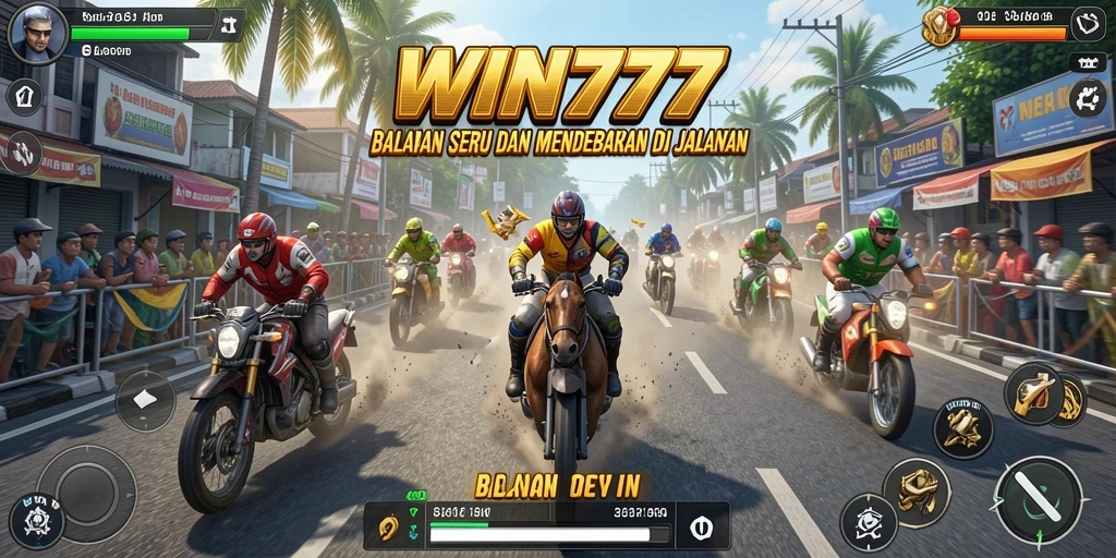 Gameplay WIN777 yang menegangkan dengan mobil balap meluncur kencang.